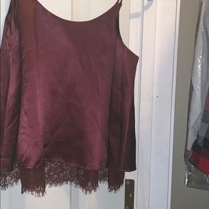 Tahari 100% silk burgundy tank